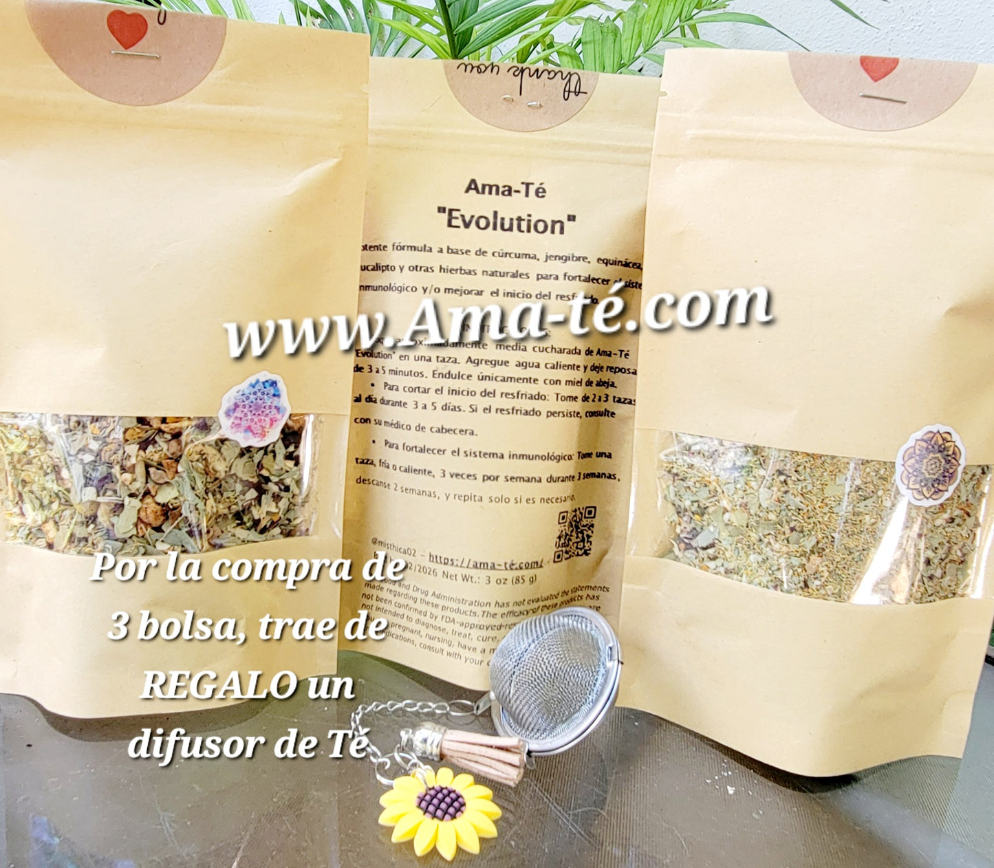 Ama-Té "EVOLUTION" 3 Bolsas | Herbal Tea For Improve The Immune System - 3 packages