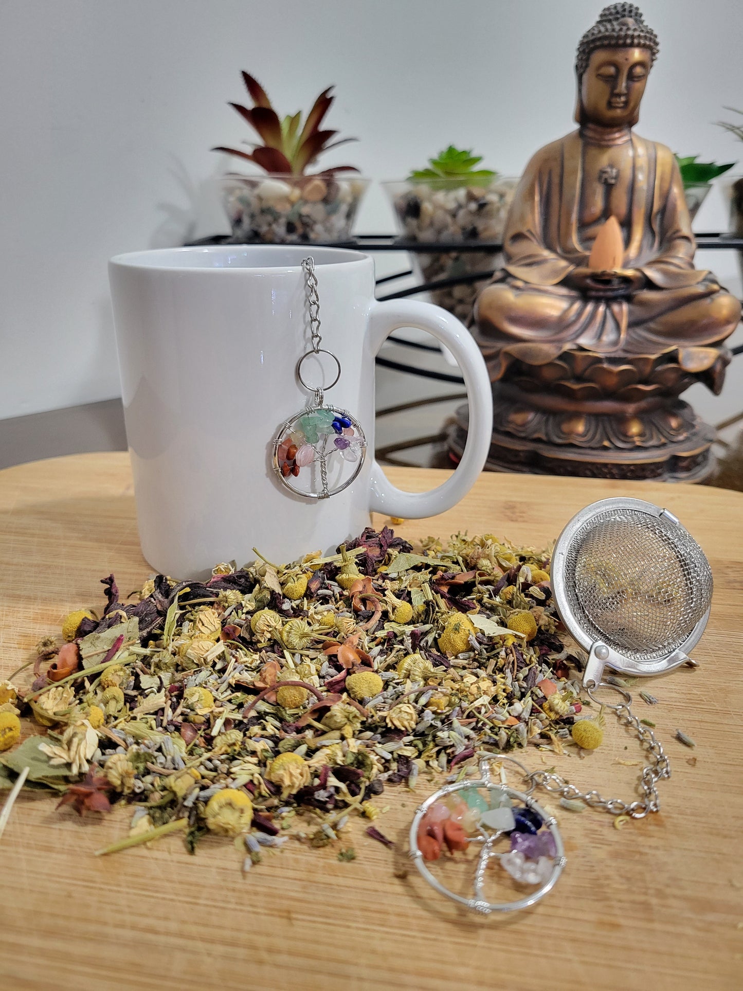 Difusor De Te Con El Árbol De La Vida En Cuarzos - Tree Life Diffuser Tea With Crystal Quartz